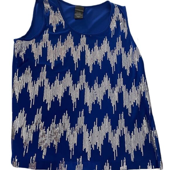 ❣️5/$50 Covington Large Blue Blouse with silver sequins. - Picture 1 of 2